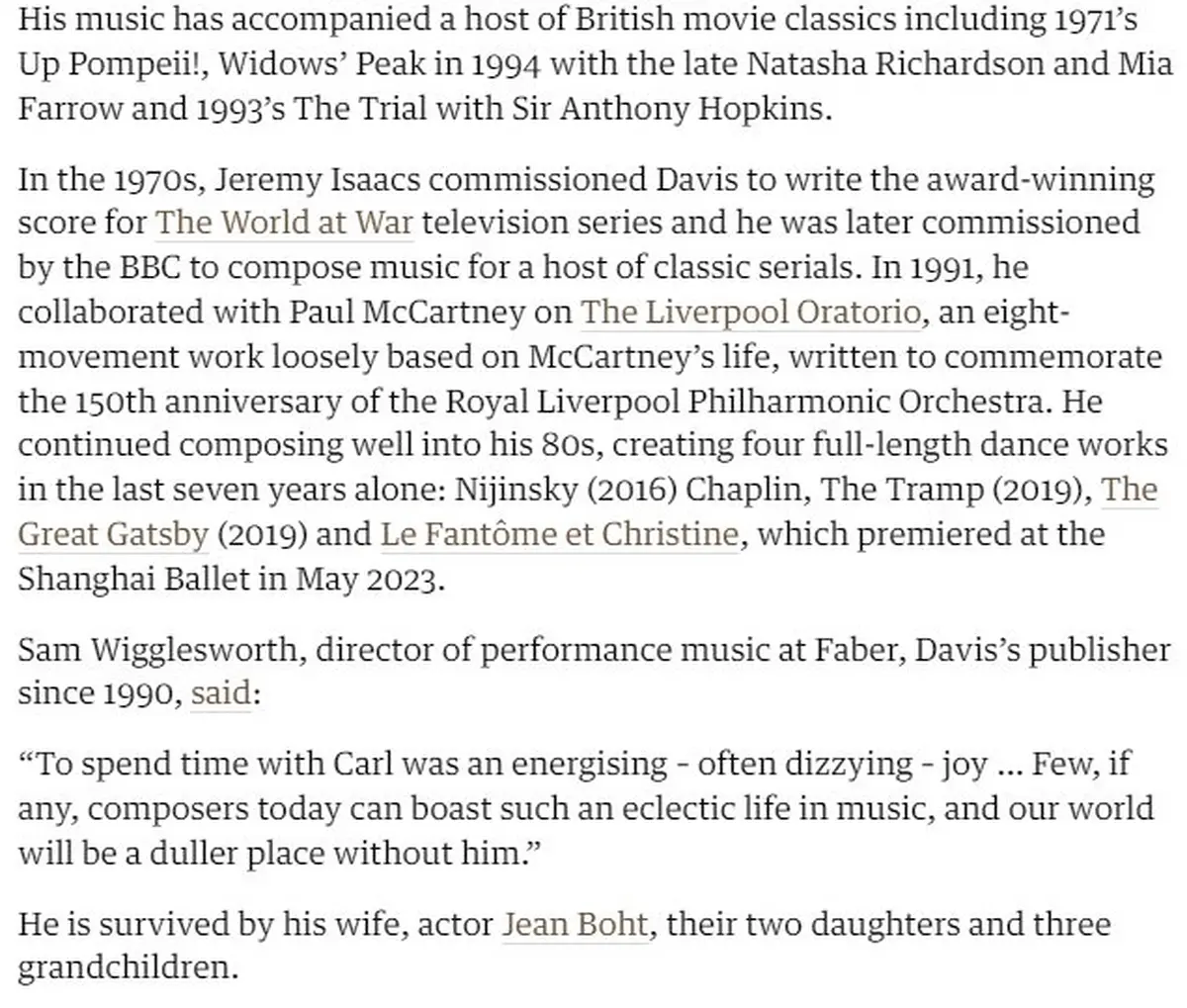 The Guardian obituary continued